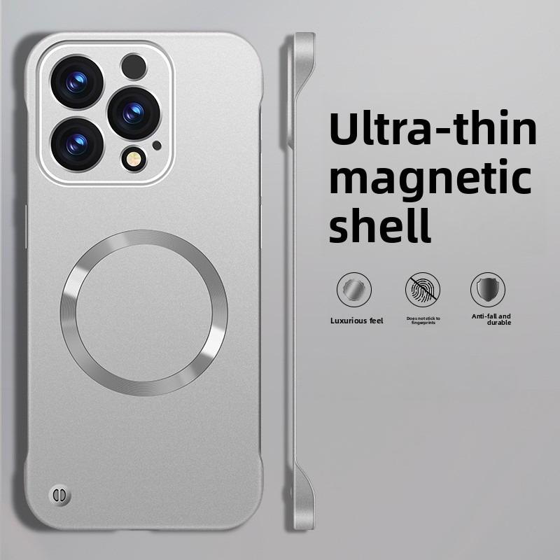 Безрамочный магнитный чехол для телефона для iPhone 17 Air 16 15 14 13 12 Pro Max Plus Для Magsafe Однотонный Жесткий ПК Задняя крышка