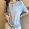 Женские свитера, пуловеры 2025 Лето Короткий рукав О-образный вырез Белый вязаный повседневный свитер Женские топы Пуловер JJ271