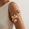 Adjustable Butterfly Orchid Bracelet Enamel Glaze Flower Armband Elegant Open Arm Bangle  Gift