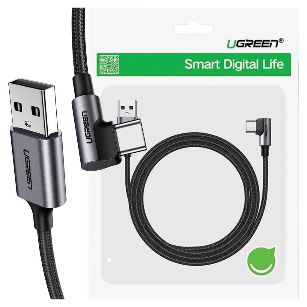 Kabel Usb Do Usb-C Kątowy Ugreen Us284, 3A , 2M (Czarny)