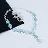 Natural Larimar Gemstone Handmade 925 Sterling Silver Necklace, Larimar Silver Necklace For Wife, Unisex Necklace, Anniversary Gift
