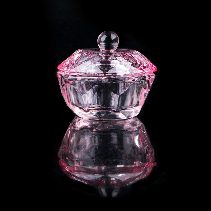 Розовое стеклянное блюдо Dappen, акриловая пудра, держатель для жидкости, контейнер, геометрическая крышка для ногтей, чашка, аксессуары для маникюра