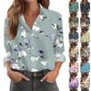 Women's Shirt Blouse Print Button Long Sleeve Casual Basic Shirt Collar Regular Top With Pockets