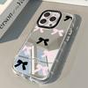 Черно-розовый бант Роскошный зеркальный чехол для телефона для iPhone 17 16e 16 15 14 Plus 13 12 11 Pro Max 17e XR X XS Max 7 8 Plus Задняя крышка