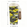 Yellow Camouflage Style Print Insulated Coffee Tumbler, Vacuum Stainless Steel Travel Mug, Leakproof Reusable Cup for Outdoor Hiking