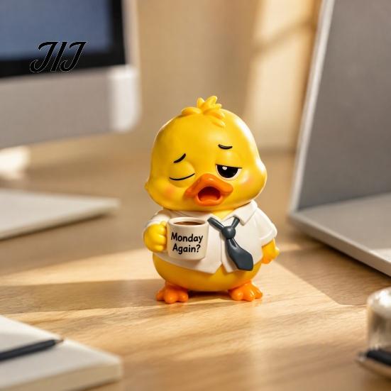 Lovely Animal Figurine Gift Emotional Support Duck Figurine, Resin Yellow Ornament, Small Statue for Bedroom Cute Home Office Desk Decor Creative