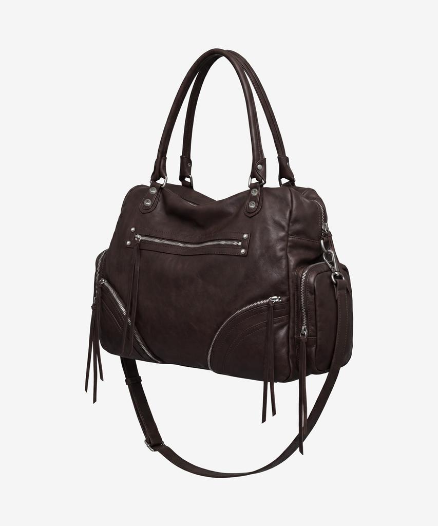 Черно-фиолетовая дорожная сумка-карман_Коричневая