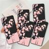 Black Soft Phone Case For Samsung Galaxy S10e S20 Fe S10 S9 S21 S22 Plus S23 Ultra 5g S8 S7 Pink Flowers Initial Letter A Cover