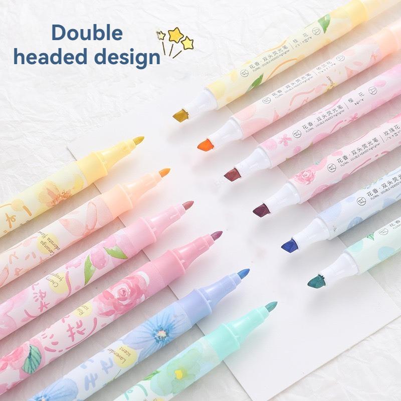 6 шт./компл. с двойной головкой, пастельный цвет, ароматный маркер Kawaii, канцелярские принадлежности, цветной маркер, школьные принадлежности, маркер, японские канцелярские принадлежности