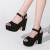 Fashion Woman Sandals High Heels Female Platform Ankle Strap Buckle Ladies Flock Wedge Shoes 2025 Summer Dropshipping Sandalias De Mujer