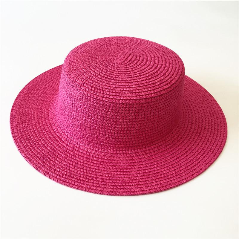 Summer simple straw hat versatile straw visor hat men's and women's fashion sun protection flat top top top hat seaside beach hat