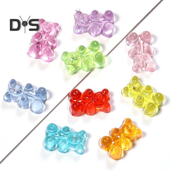 100 Pcs Colorful Bear Beads Clear Acrylic Colored Bear Beads Mini Bear Charms for Bracelet Necklace DIY Crafts Jewelry Making Supplies