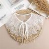 Linbaiway Lace Chiffon Doll Fake Collar Ladies Shawl Wrap Removable Detachable Embroidered False Collar Clothes Accessory