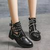 Women Fashion Rivet Belt Buckle Ankle Boot Student Casual Large Size Single Boot