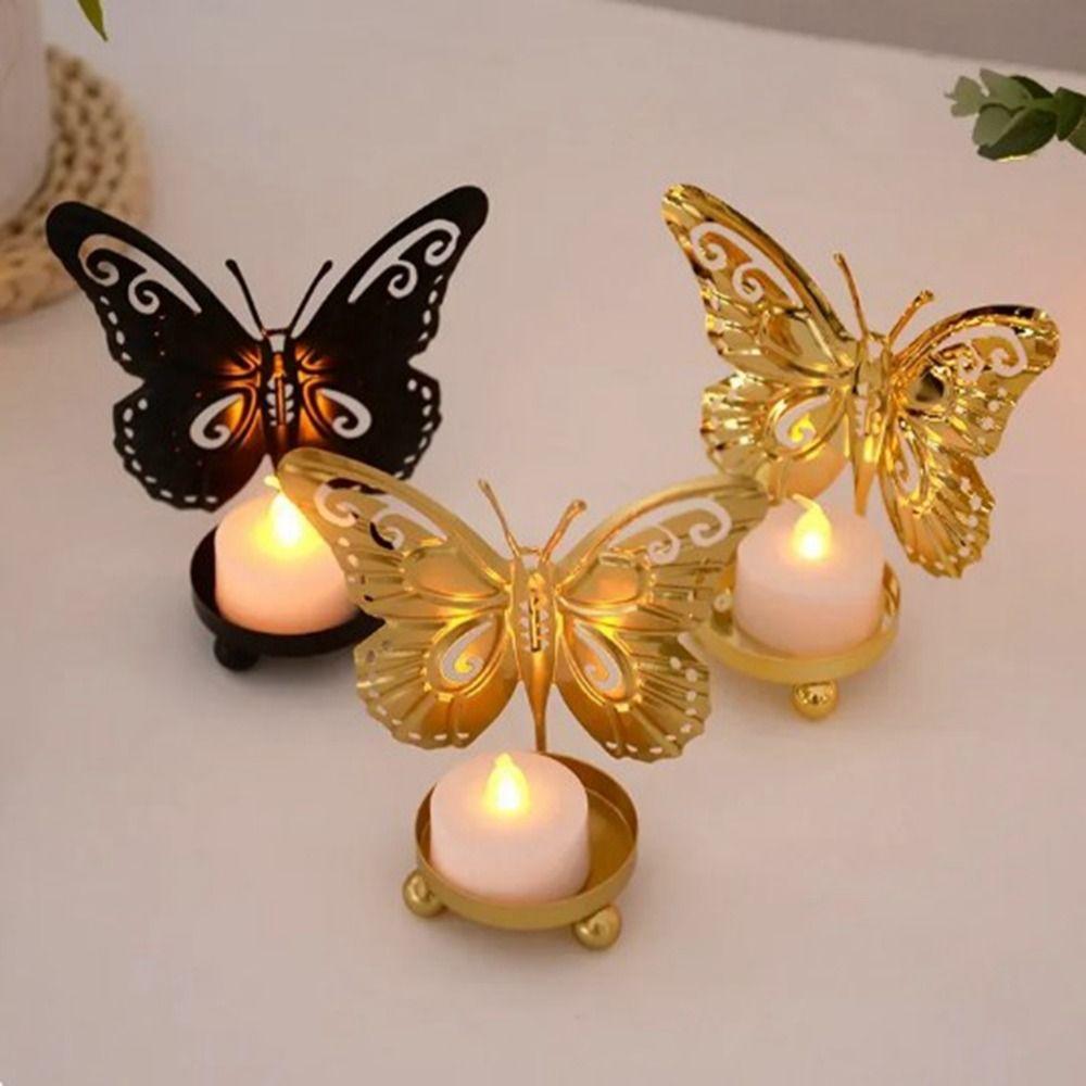 Elegant Butterfly Candle Holders Electroplated Iron Candle Stand  Table