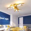 Golden Dinosaur Fire Breathing Dragon Ceiling Lamps LED Children's Room Light Boy Bedroom Flying Dragon Ceiling Lights