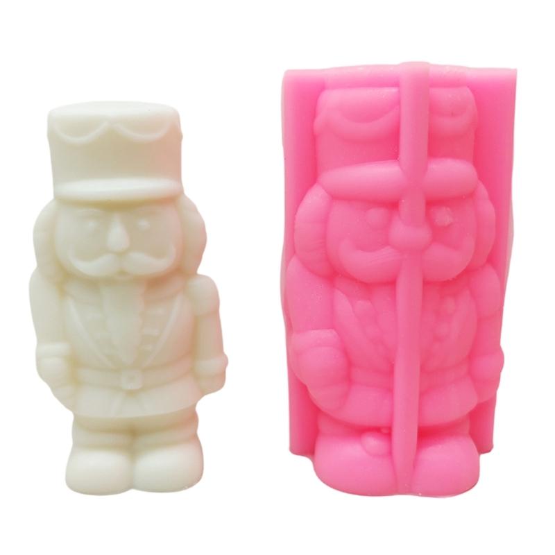 Nutcrackers Soldier Shape Silicone Mold Christmas Nutcrackers 3D Silicone Candle Mold for DIY Resin Crafts Home Decors