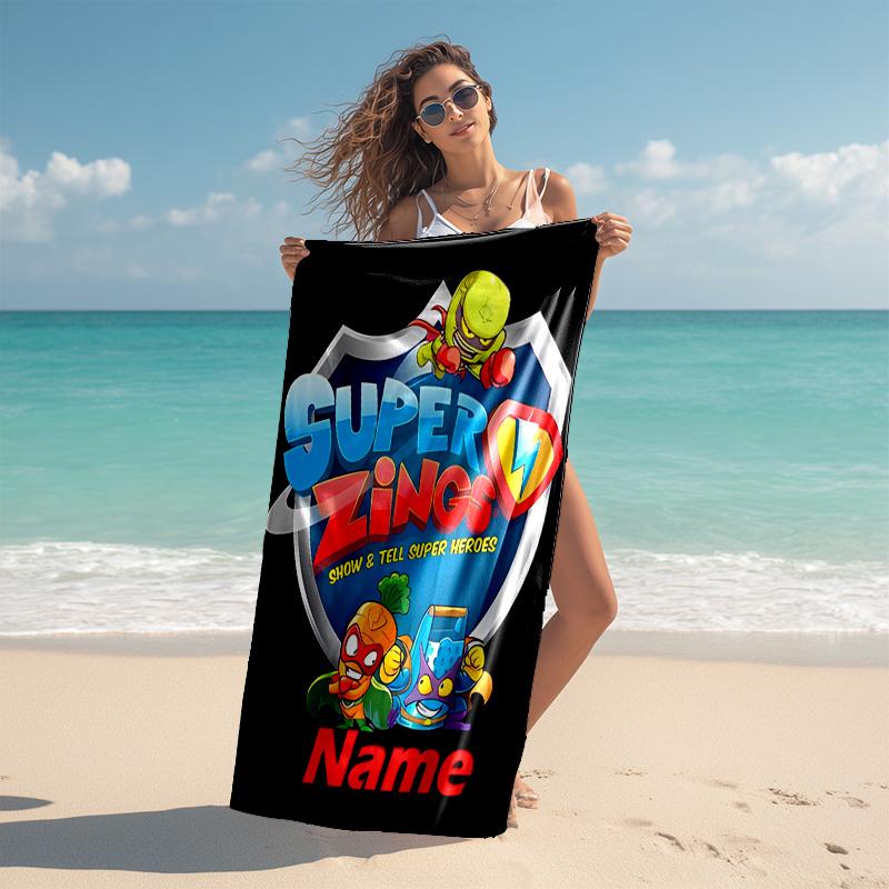 Personalized customized proof beach towel with SuperZings pattern - soft, absorbent,quick-drying,perfect swimming,camping&bathing