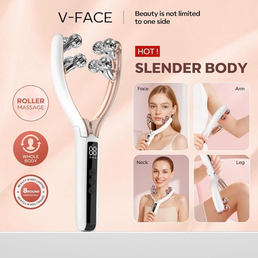 8 Round Massage Ball Wireless Microcurrent Facial Massager with 3D Roller Face-lifting tool