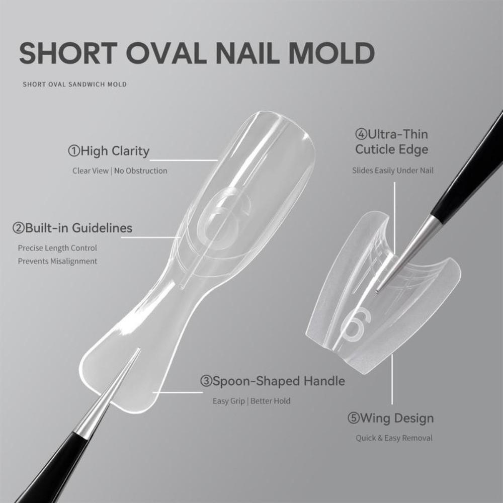 240pcs Ultra-Thin Nail Mold No-Trace Double-Sided Fake Nails New Sandwich Nail Forms DIY