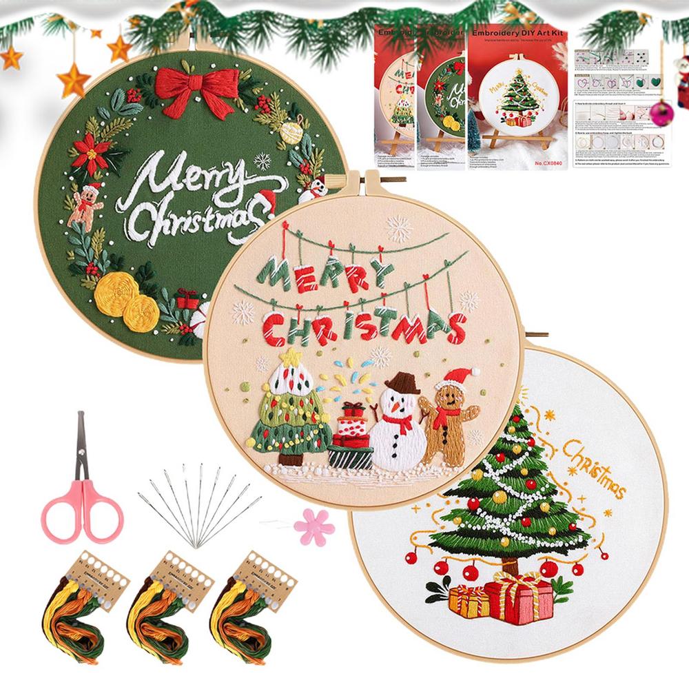 Christmas Embroidery Kit Merry Christmas Embroidery Kits With Patterns Christmas Stocking Ornaments Craft Kits Christmas