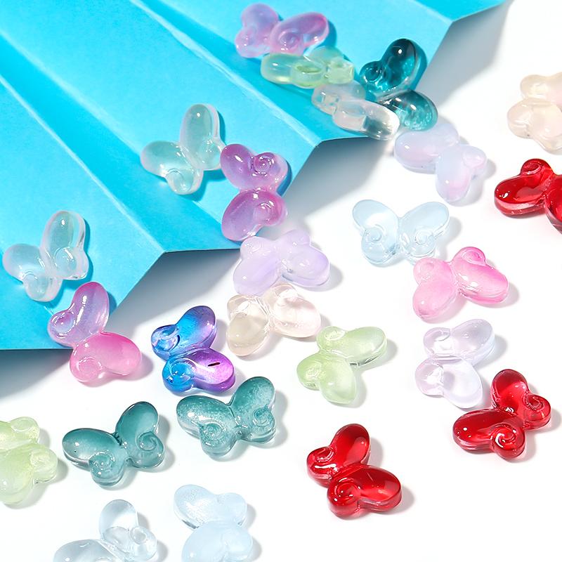 50pcs Lampwork Beads Butterfly Shape Loose Spacer Beads For Jewlery Making Necklace Bracelet Earring Accessories Colorful Beads