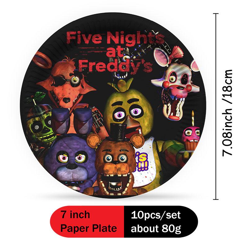 Декор для дня рождения Five Night At Freddys FNAF Тарелка Стаканчик Трубочка Скатерть для Мероприятий Одноразовая Посуда Баннер
