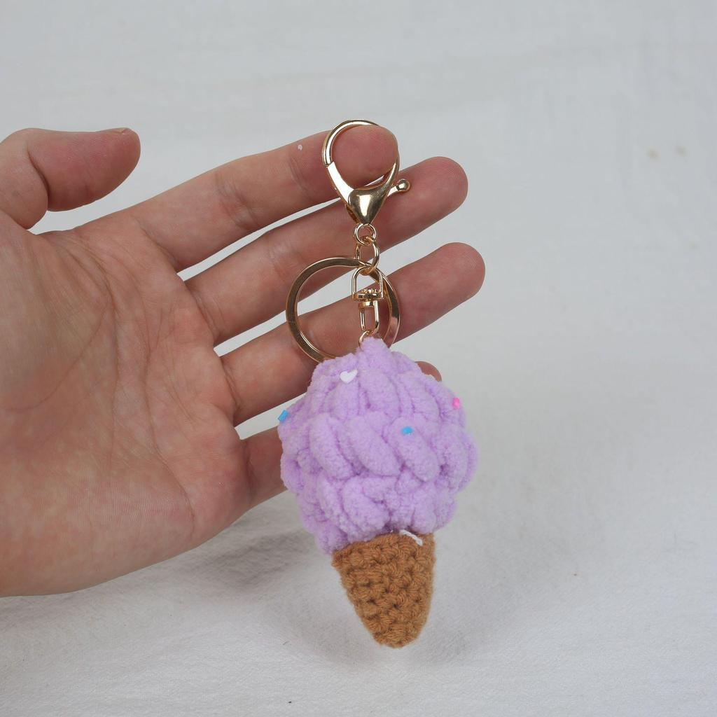 Cute Ice Cream Pompon Keychain Bag Charm for Kids
