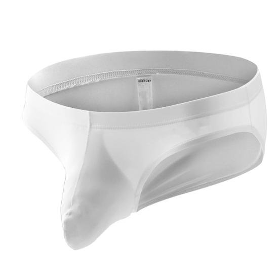 Men Briefs Low Waist U-Convex Wrap Bag Panties Solid Color Ice Silk Smooth Seamless Sexy Underwear Daily Wear
