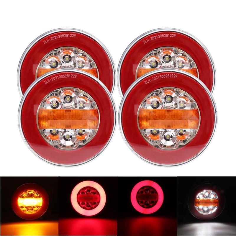 1/2/4x 12 В 24 В задний фонарь для грузовика, задний фонарь для прицепа, динамический сигнал поворота, стоп-сигнал, задний фонарь для каравана, круглый светодиодный задний фонарь