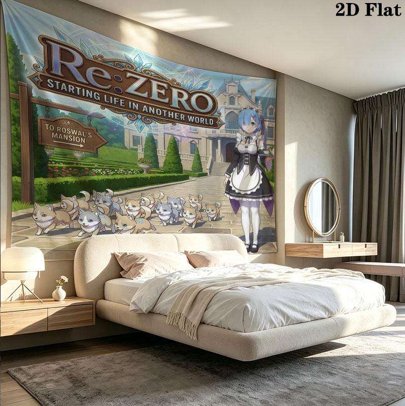 Re Zero Настенный Гобелен Эстетичный Настенный Подвес Печатная Тканевая Покрывало Декоративные Гобелены Для Спальни Гостиной Домашний Декор