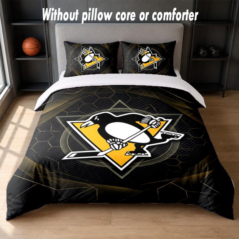 Дизайн Pittsburgh Penguins Постельное белье Комплект 1 пододеяльник + 2 наволочки Мягкое дышащее домашнее постельное белье