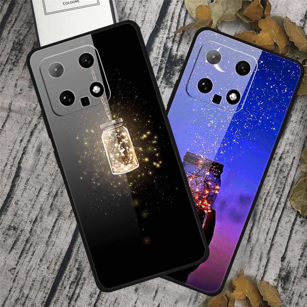 Чехол для телефона Xiaomi 14: Дизайн с разноцветными бабочками, Закаленное стекло, Креативный стиль, Хит продаж