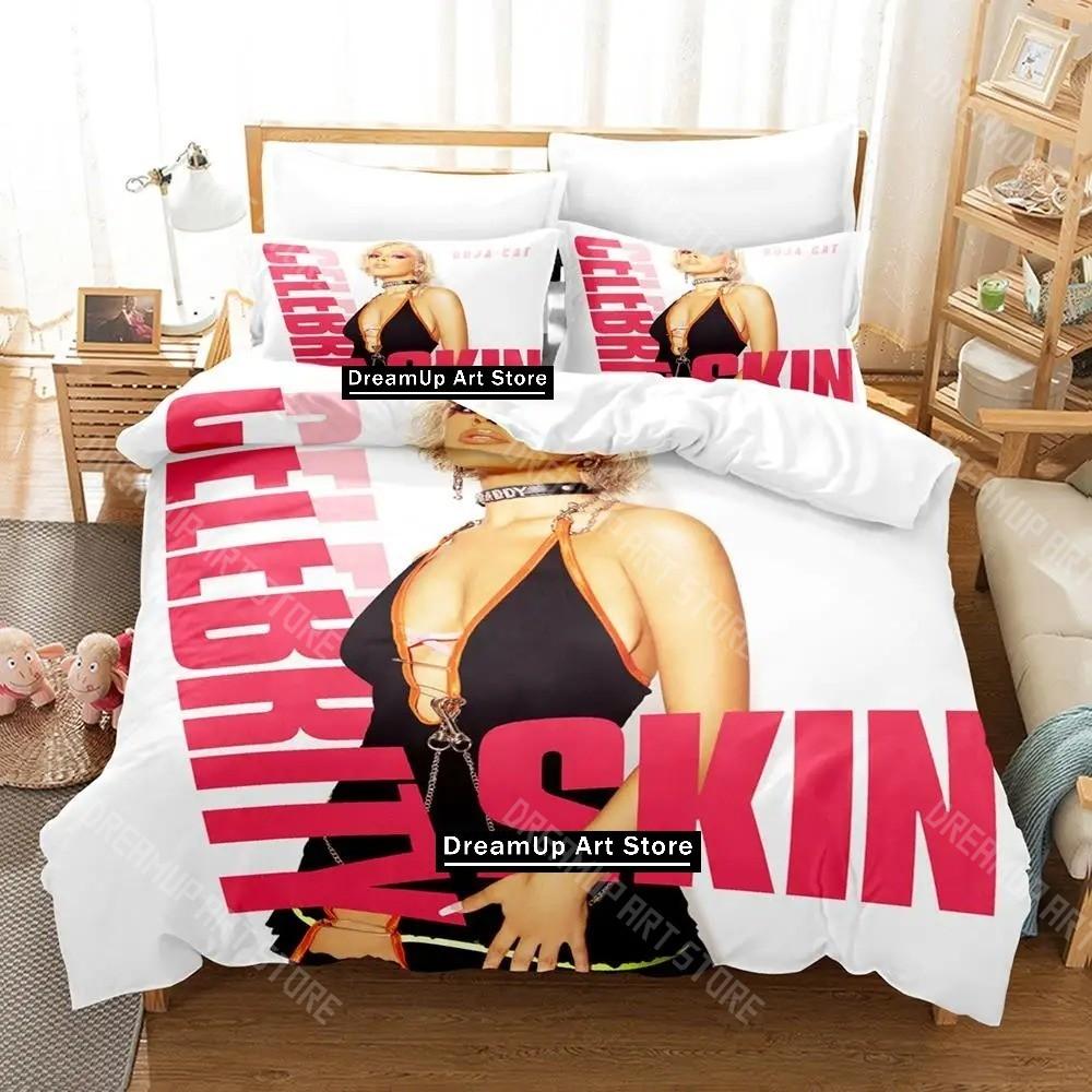 3D Печатный Комплект Постельного Белья с Изображением Певицы Doja Cat для Мальчиков и Девочек Пододеяльник и Наволочка Размеры: Односпальный, Полуторный, Двуспальный, Евро, Детский