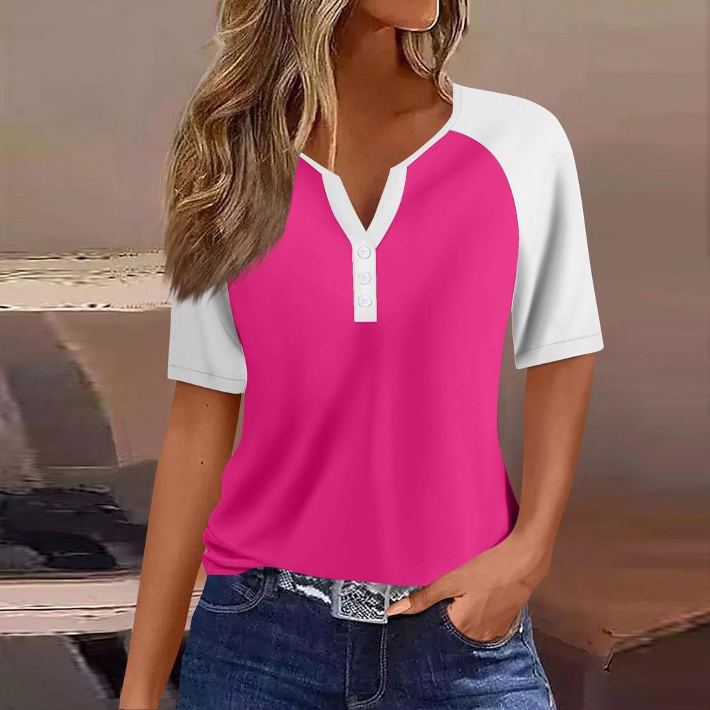 Women's T Shirt Tee Print Button Raglan Sleeve Daily Weekend Fashion Basic V Neck Regular Top