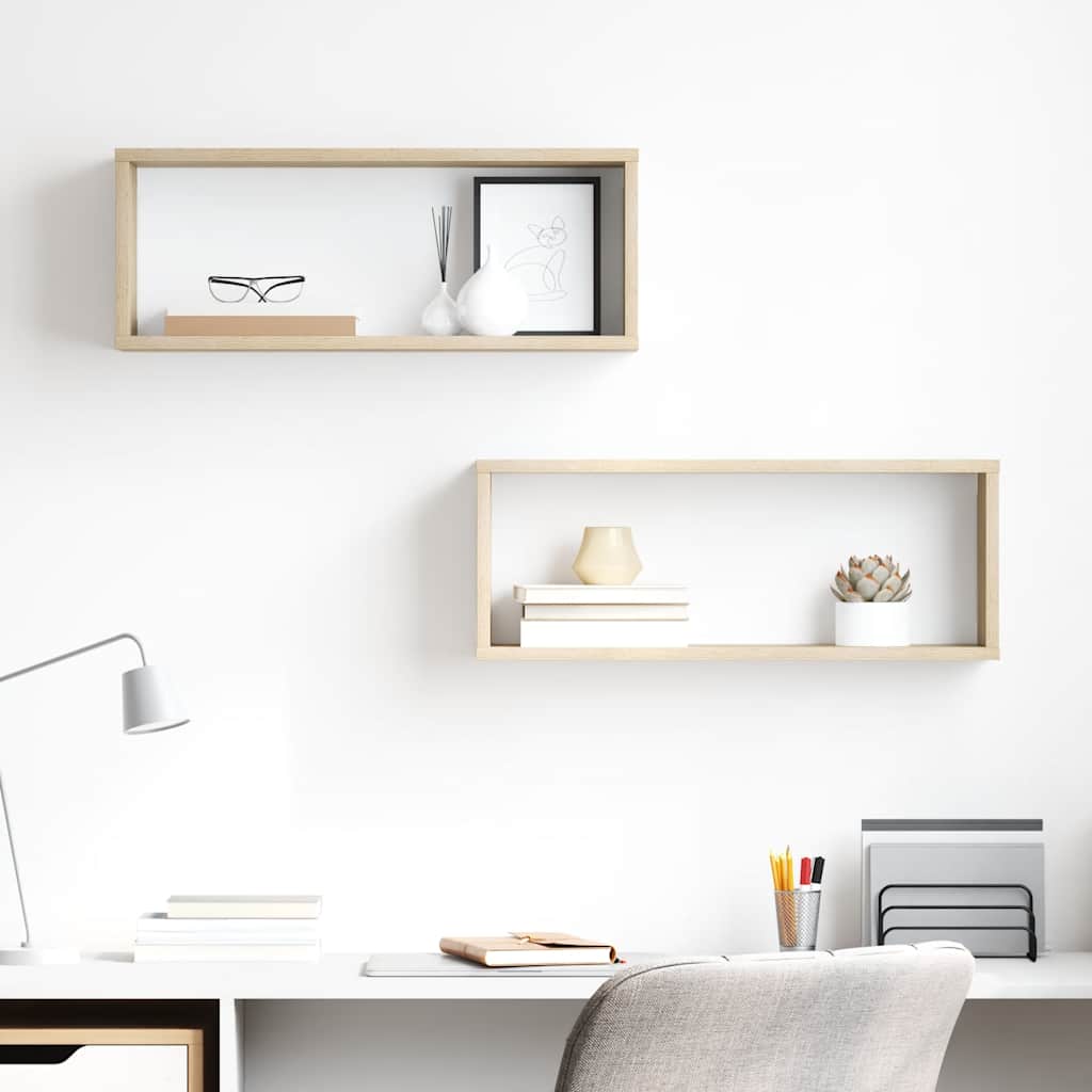 vidaXL Würfelregale 2 Stk. Sonoma-Eiche 60x15x23 cm Holzwerkstoff