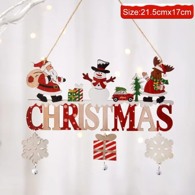 Gnome Santa Claus Wooden Hanging Ornaments 2024 Merry Christmas Decorations for Home Door Xmas Tree Pendants Navidad New Year