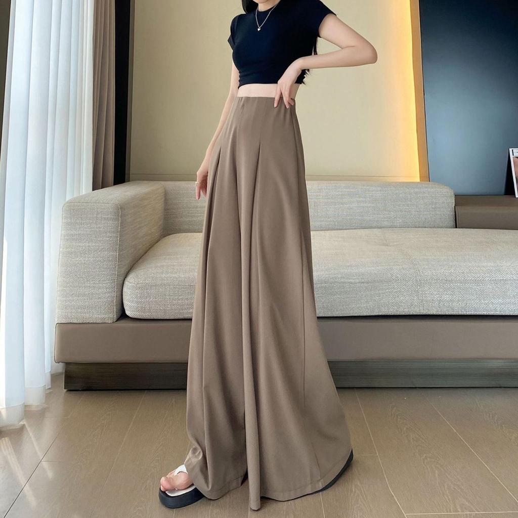Women's High-Waist Wide-Leg Black Pants: Versatile, Loose Drape, Perfect for Spring and Autumn