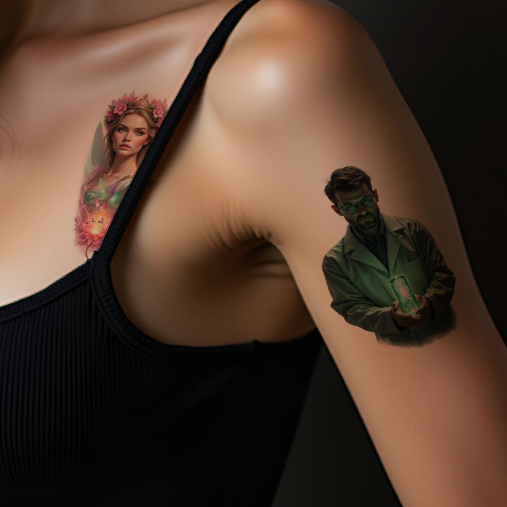 9 шт. Временные татуировки Реалистичные временные татуировки Женщина-зомби Демон Фэнтези Для бедер спины Взрослые