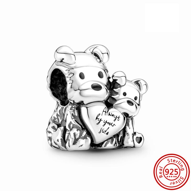 925 медь Милая серия животных Кошка Собака Слон Единорог Птица Подвеска Бусины удачи Подходят для оригинального браслета с шармами Pantaro DIY Циркон