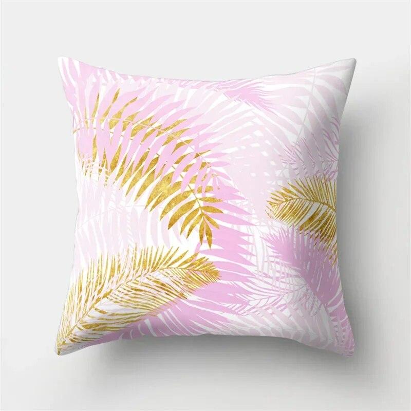 Наволочка с золотыми тропическими листьями и растениями, наволочка для гостиной, дивана, офиса, автомобильная подушка для поясницы, украшение дома