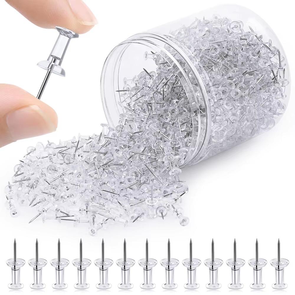 100pcs/box Plastic Push Pins Tacks Transparent Cork Board Pins Transparent Push Pins Photo Wall