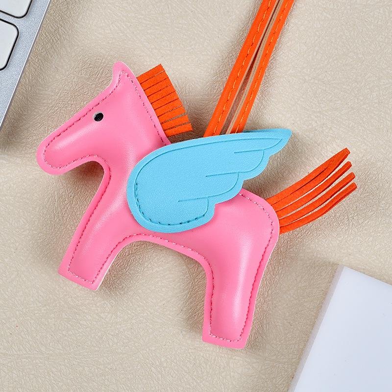 Брелок-подвеска в виде пони Пегаса с кисточкой - милый кожаный мультяшный контрастный цветной шарм