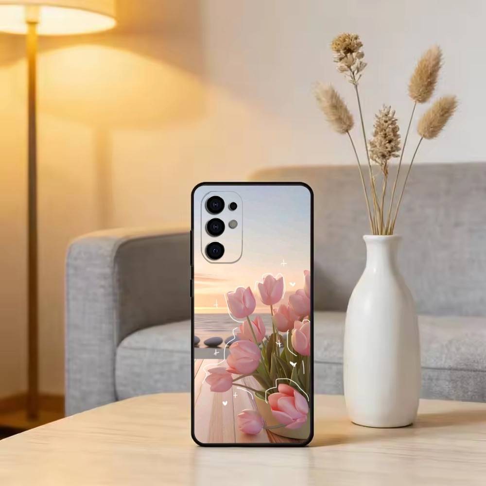 Супер красивый чехол для телефона с тюльпанами для Samsung S25, S24, S21, S22, S23, S30, Ultra, S20, Plus, Fe, мягкий силиконовый черный чехол