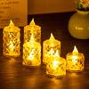 4Pcs Crystal Flameless Candle Lights LED Tealight Candles Battery-Operated Twinkling Light Fake Candles for Weddings Home Decor