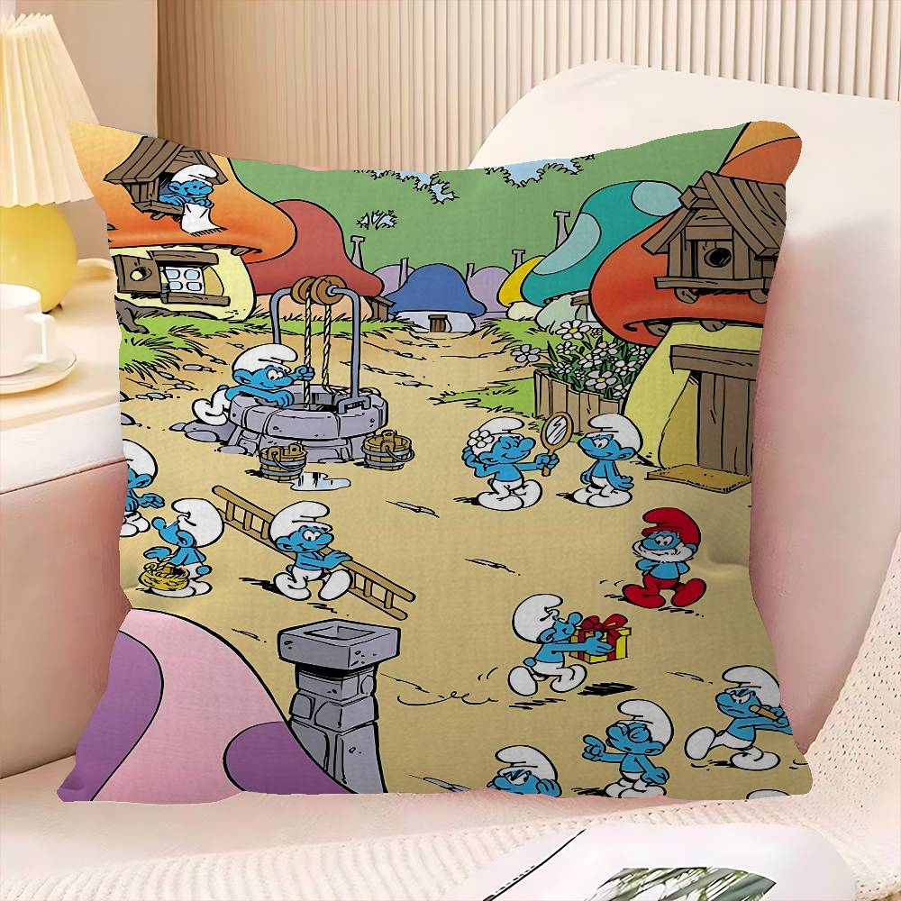 Cartoon Cute SSmurfs Pillow Cushion Cover Pillowcase Living Room Sofa Home Decor Customized