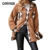 Autumn and Winter Plus Size Long Sleeve Colorblocking Plush Shirt Women's Jacket