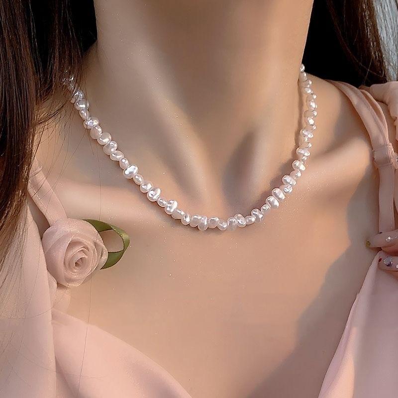 Ожерелье из пресноводного жемчуга, легкая роскошь, барочный кулон, ювелирные изделия высокого класса, французский изысканный, модный, простой