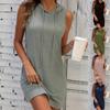 Drawstring Sleeveless Hooded Dress, Casual Dress For Spring & Summer, Women's Clothing