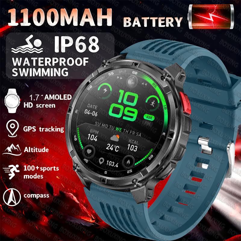 Новые Смарт-часы T-REX3 1100 мАч, 10ATM Водонепроницаемые, GPS, Bluetooth-звонки, 1,7-дюймовый AMOLED HD, Спортивные, Фонарик, Умные Часы для Мужчин